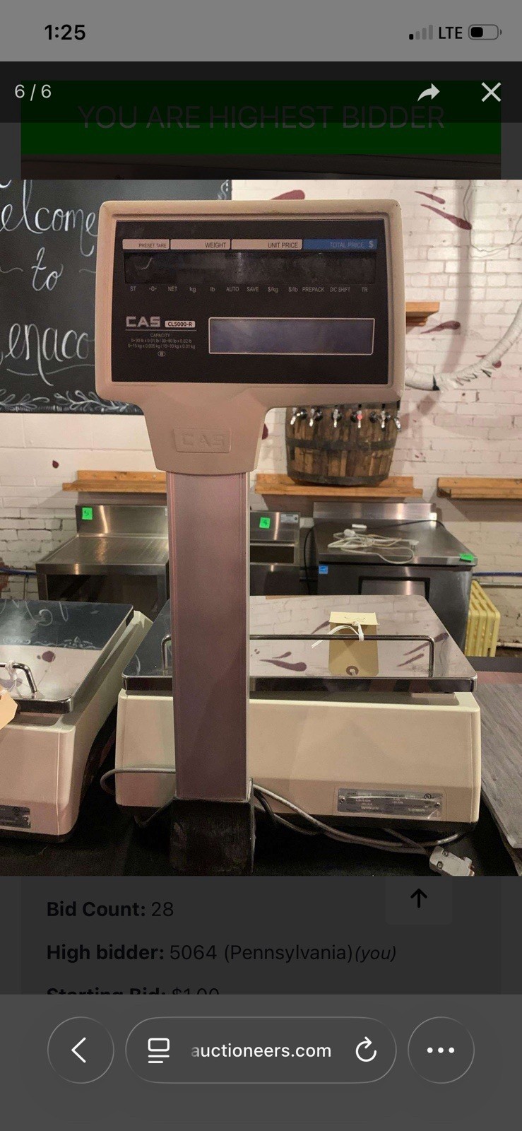 CAS CL5000-R Retail Price Computing Scale with Label Printer (Pole Model)