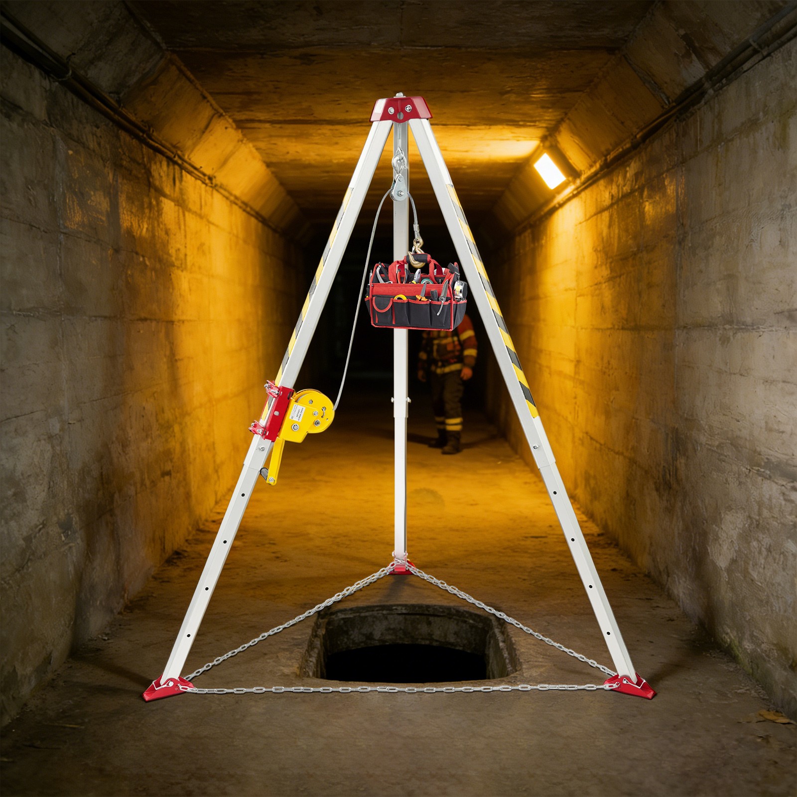 Confined Space Rescue Tripod, Rescue Tripod Kit with Protective Chain