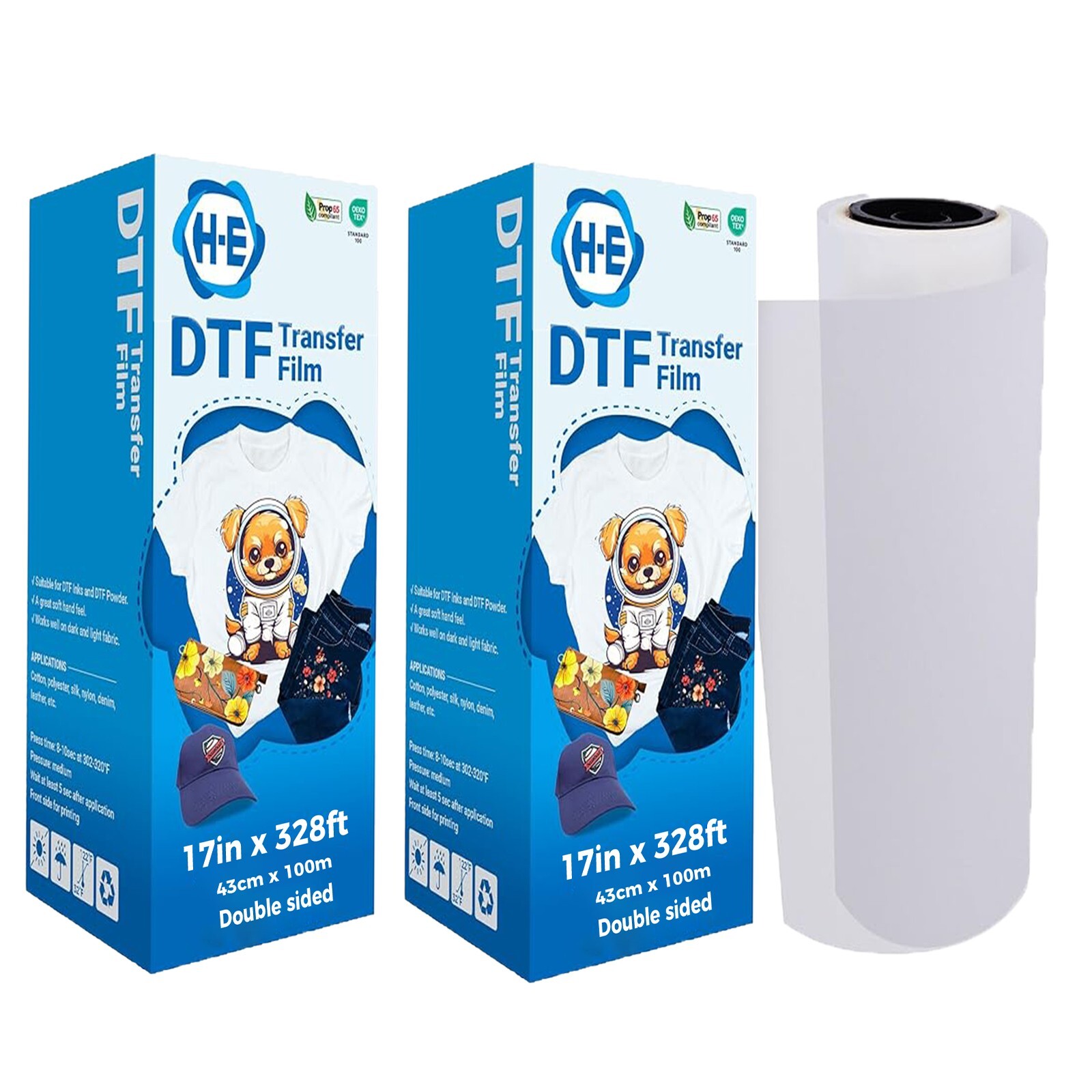 2rolls 17in x 328ft DTF Transfer Film Premium Roll – Double Sided DTF Film
