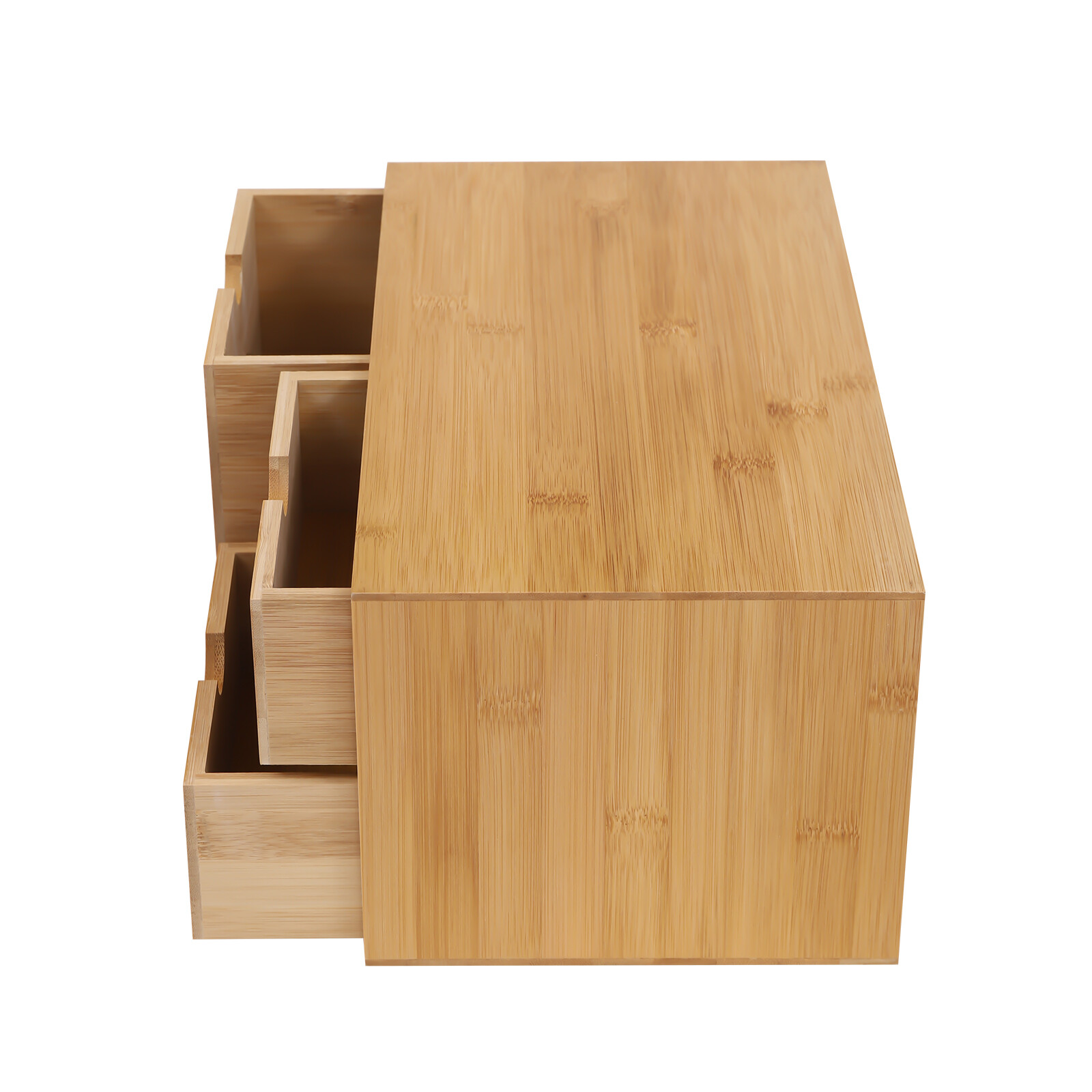 Bamboo Desk Organizer Drawer Tabletop Storage Organization Box Home
