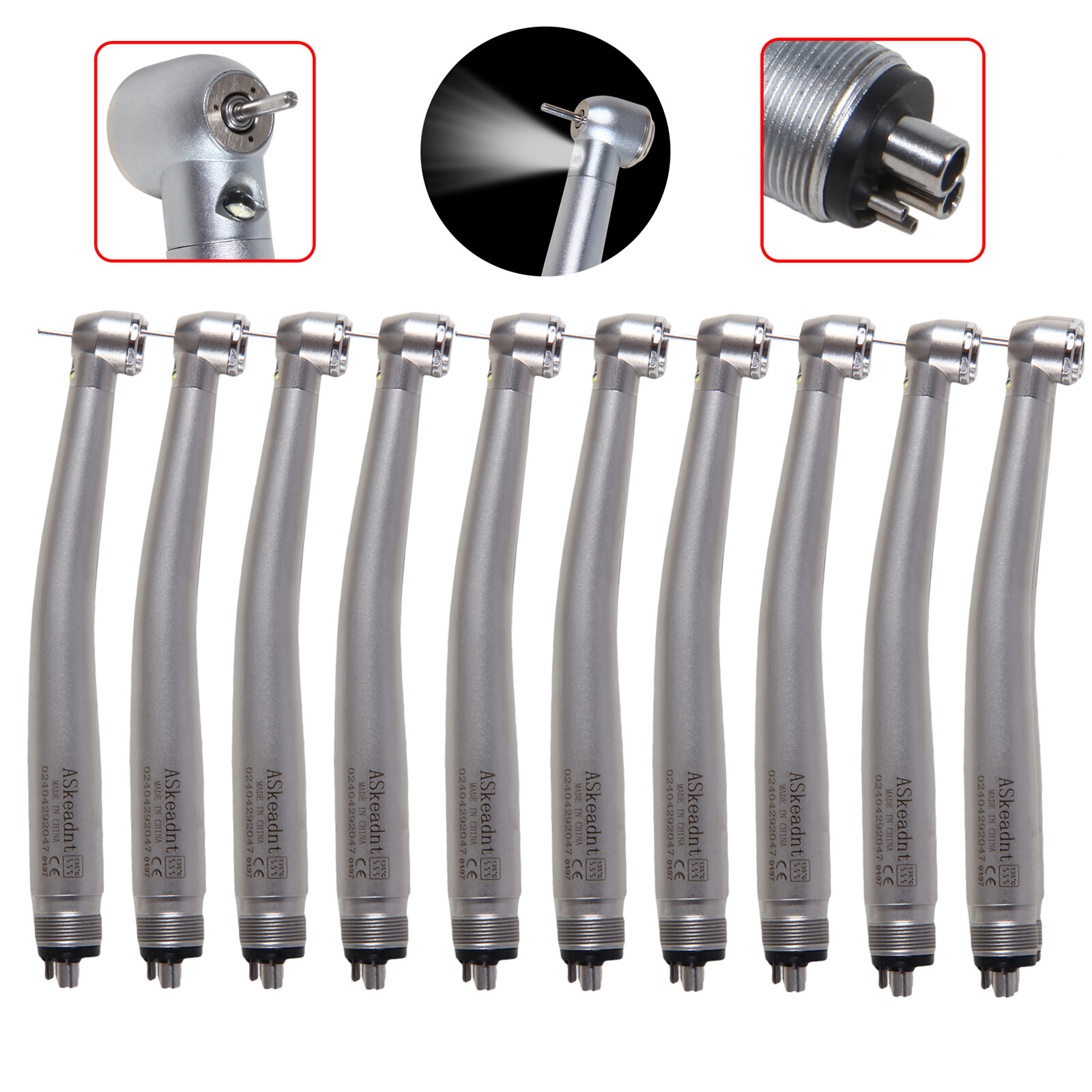 Pieza de mano LED turbina alta velocidad fibra óptica dental estilo NSK 4 Holes