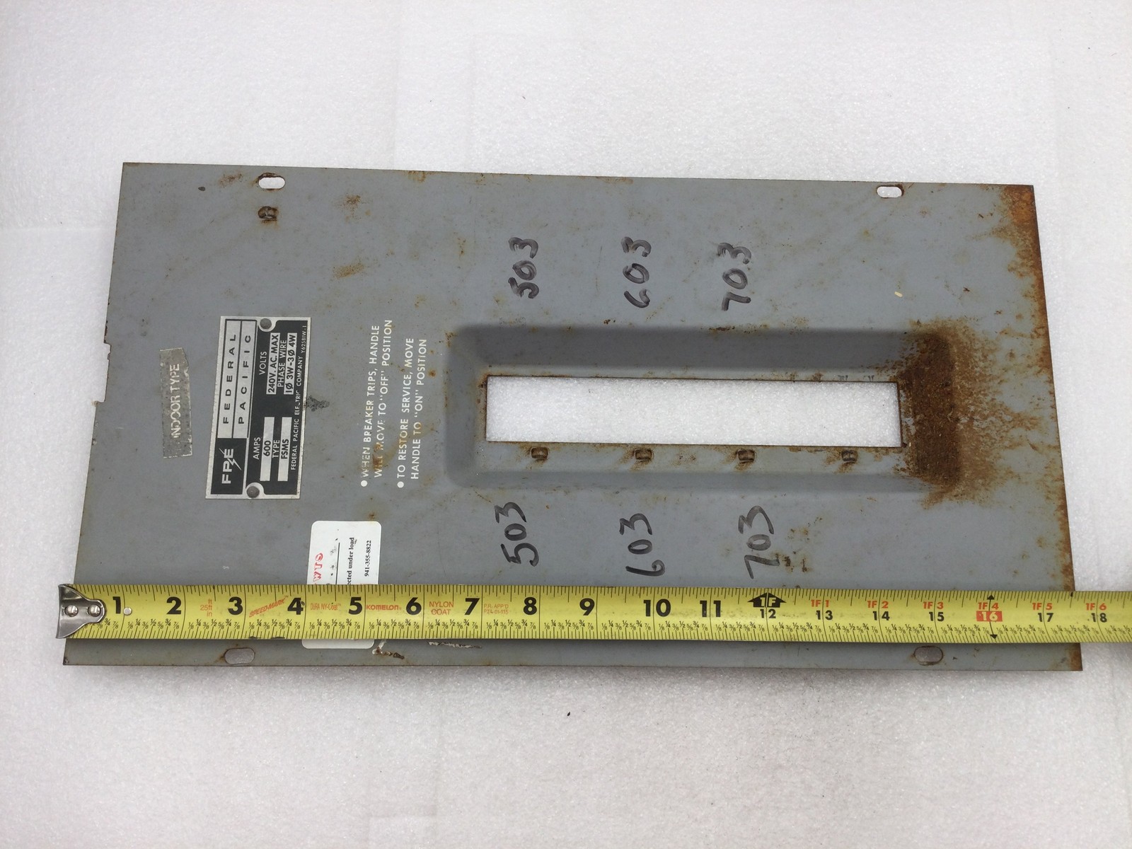 FPE FSMS3-6T 600 Amp 240V Indoor Type Dead Front 17 3/4″ x 9 3/8″