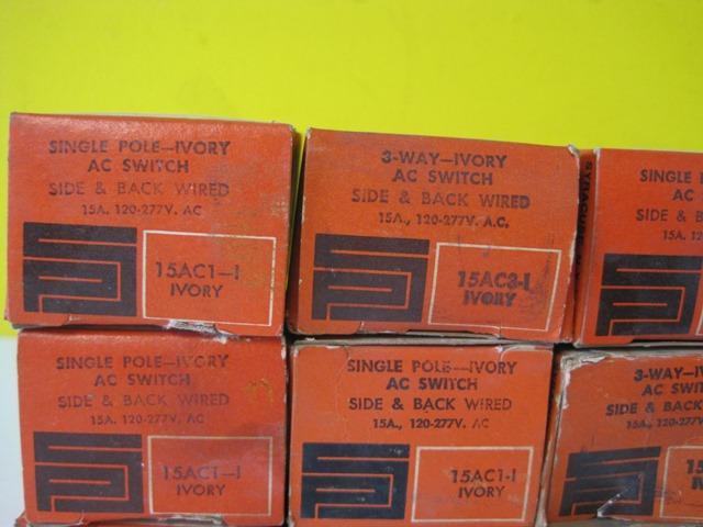 LOT OF14 3-WAY IVORY AC SWITCH 15AC3-I SID AND BACK WIRED 15A 120-277V NEW NOS