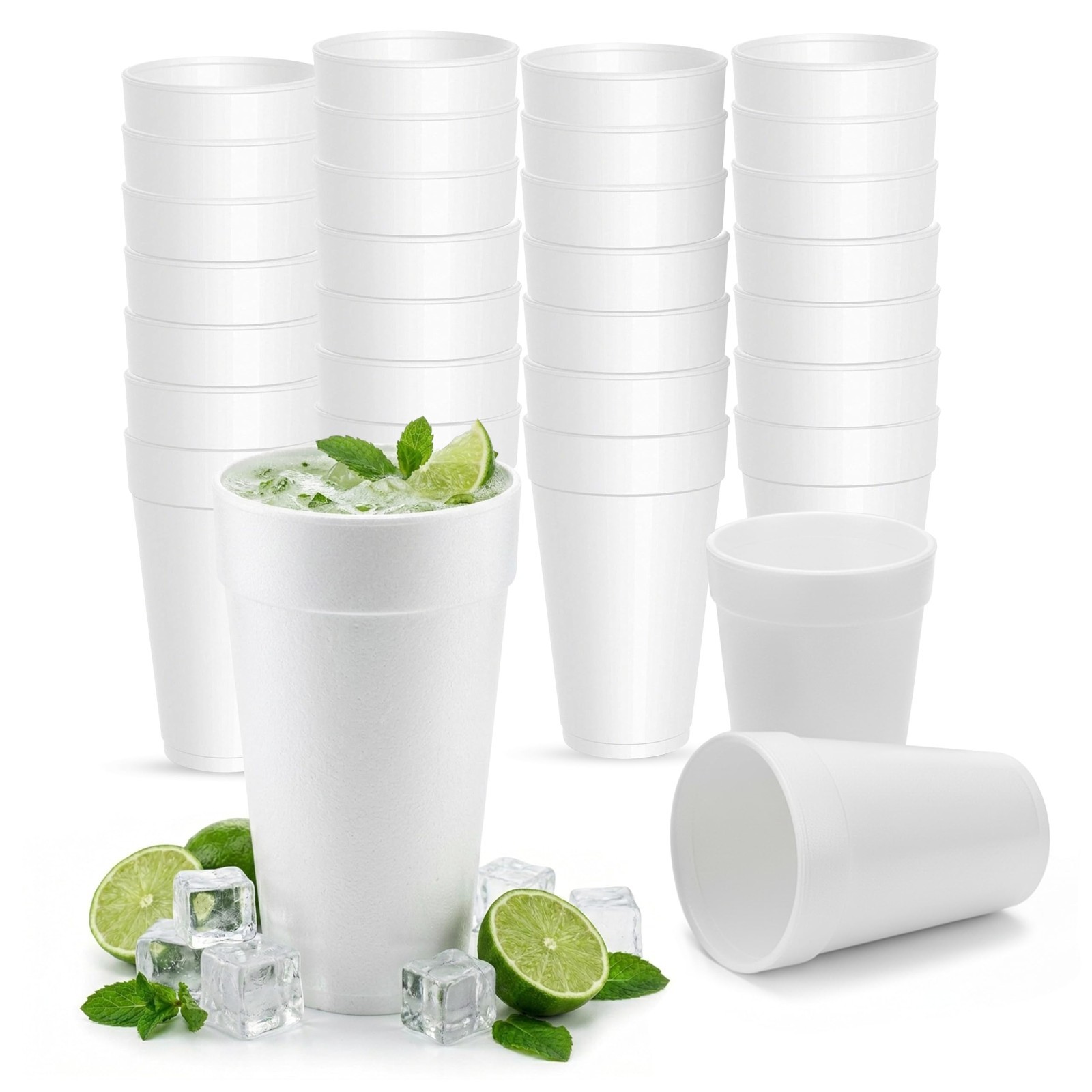 20 oz Insulated Foam Cups – 100 Pack, Durable Disposable Hot & Cold Beverage Cup