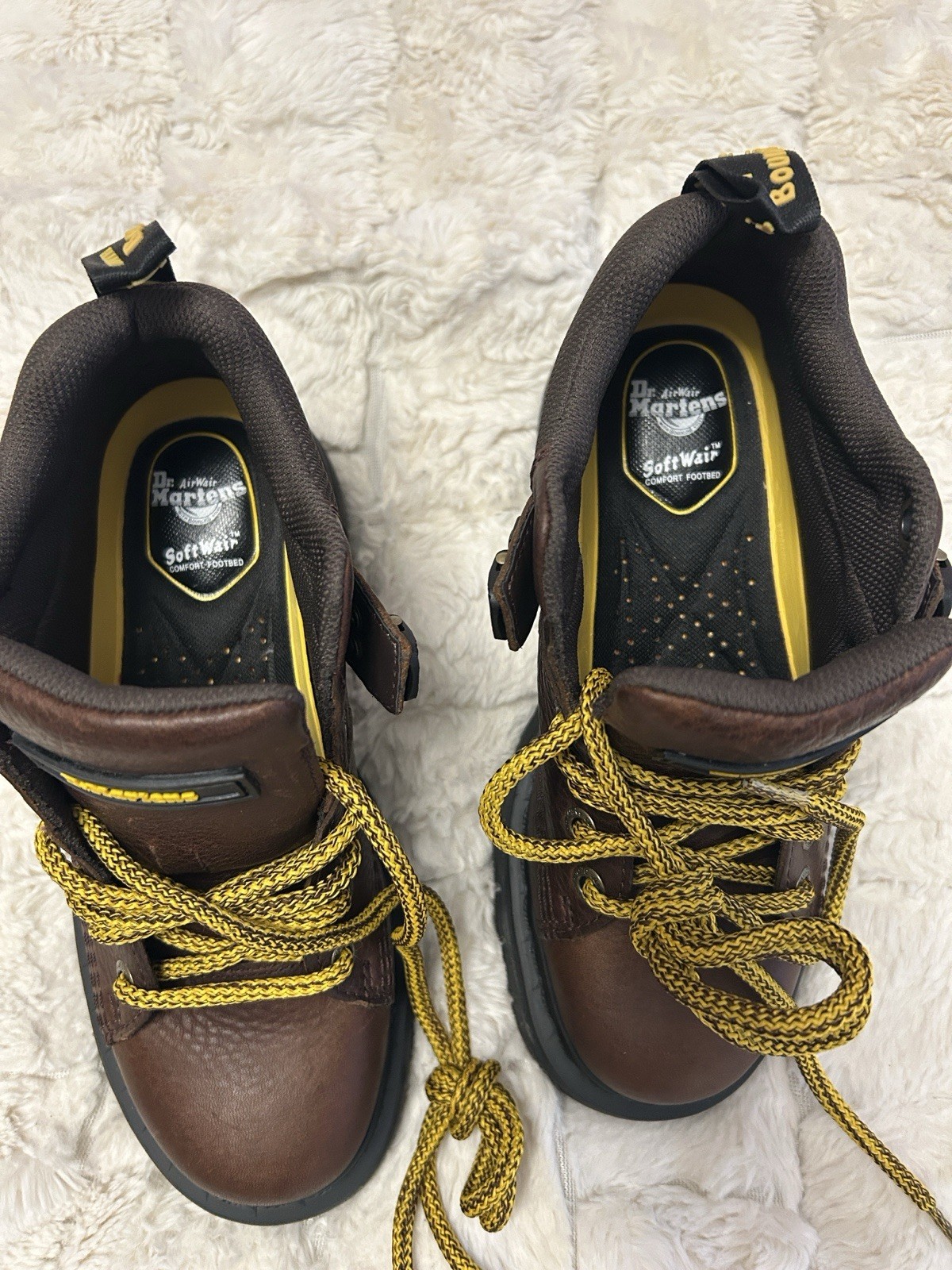 Dr. Martens SoftWair Brown Leather Lace-Up Work Boots EH US 7 Medium Bouncing