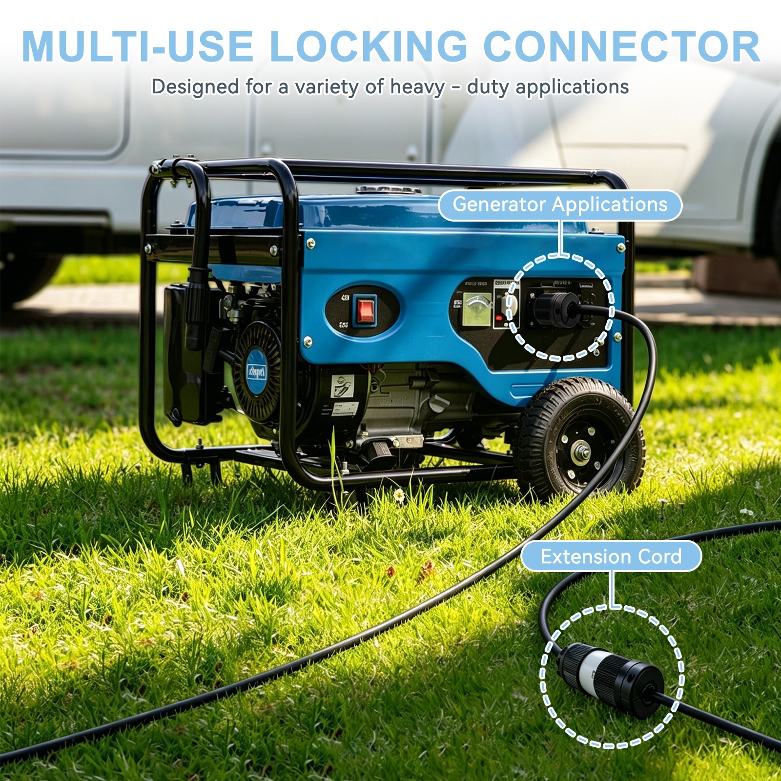 L14-20P Twist Lock Male Plug – 20 Amp 125/250V NEMA Generator Connector –Black