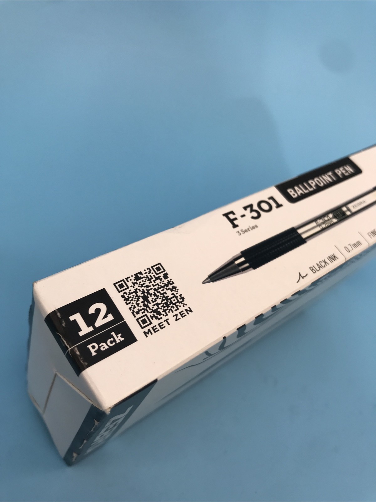 12 Pack ZEBRA F-301 BLACK Ballpoint Pens 0.7 mm F301 BALL POINT PEN SET 27110
