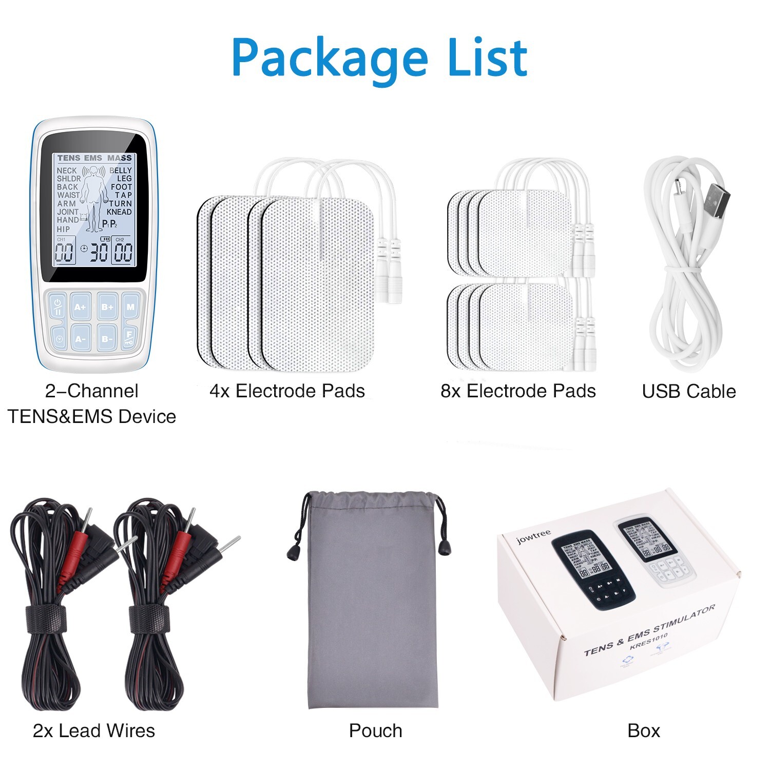 TENS EMS Unit, FDA Cleared Electronic Muscle Stimulator for Pain Relief Therapy