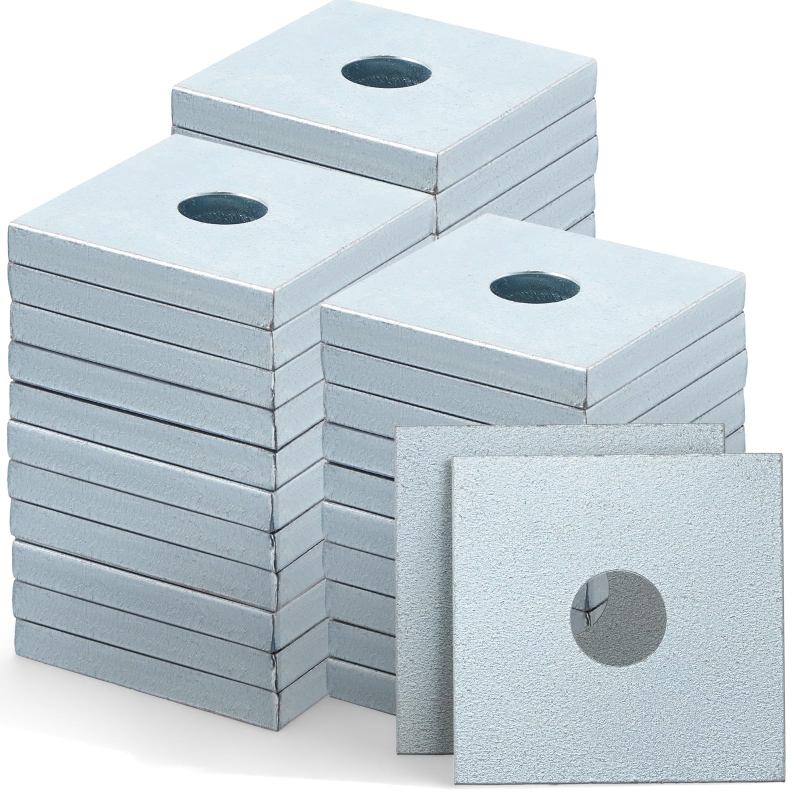 40 PCS Galvanized Square Washers Plate 3/8 Inch ID 1.61×1.61 OD 0.22 Thick