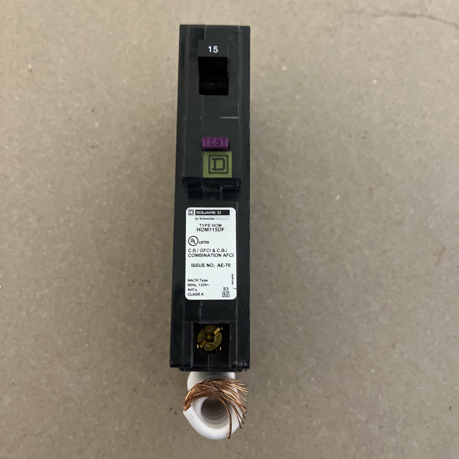 Homeline HOM115DF 15 Amp 1 Pole 120V AC Plug In Dual Function AFCI GFCI Breaker