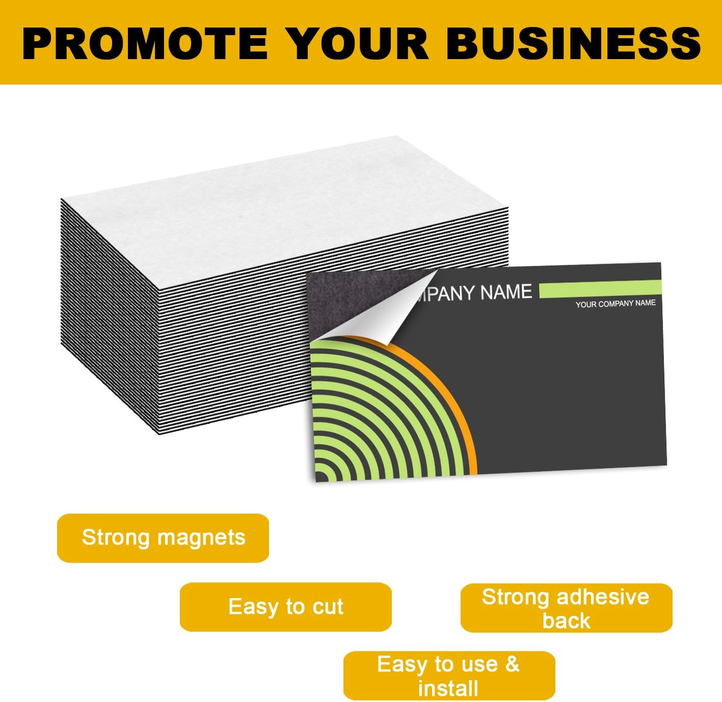 Business Card Magnets, 2×3.5 inch,50 Pack, Peel and Stick Self Adhesive Magnetic
