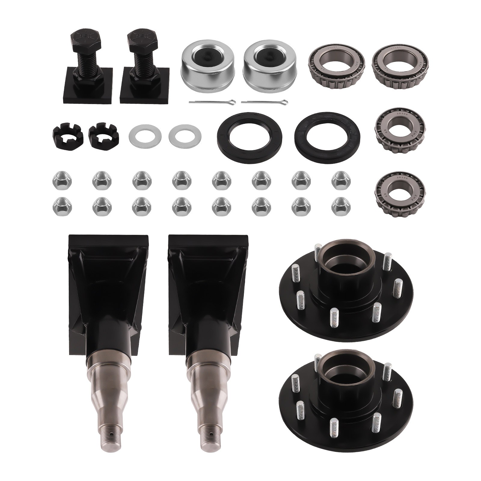 8 x 6.5 Lug Bolt On Wheels for shipping Container Hub Spindle Kit 8000LB steel