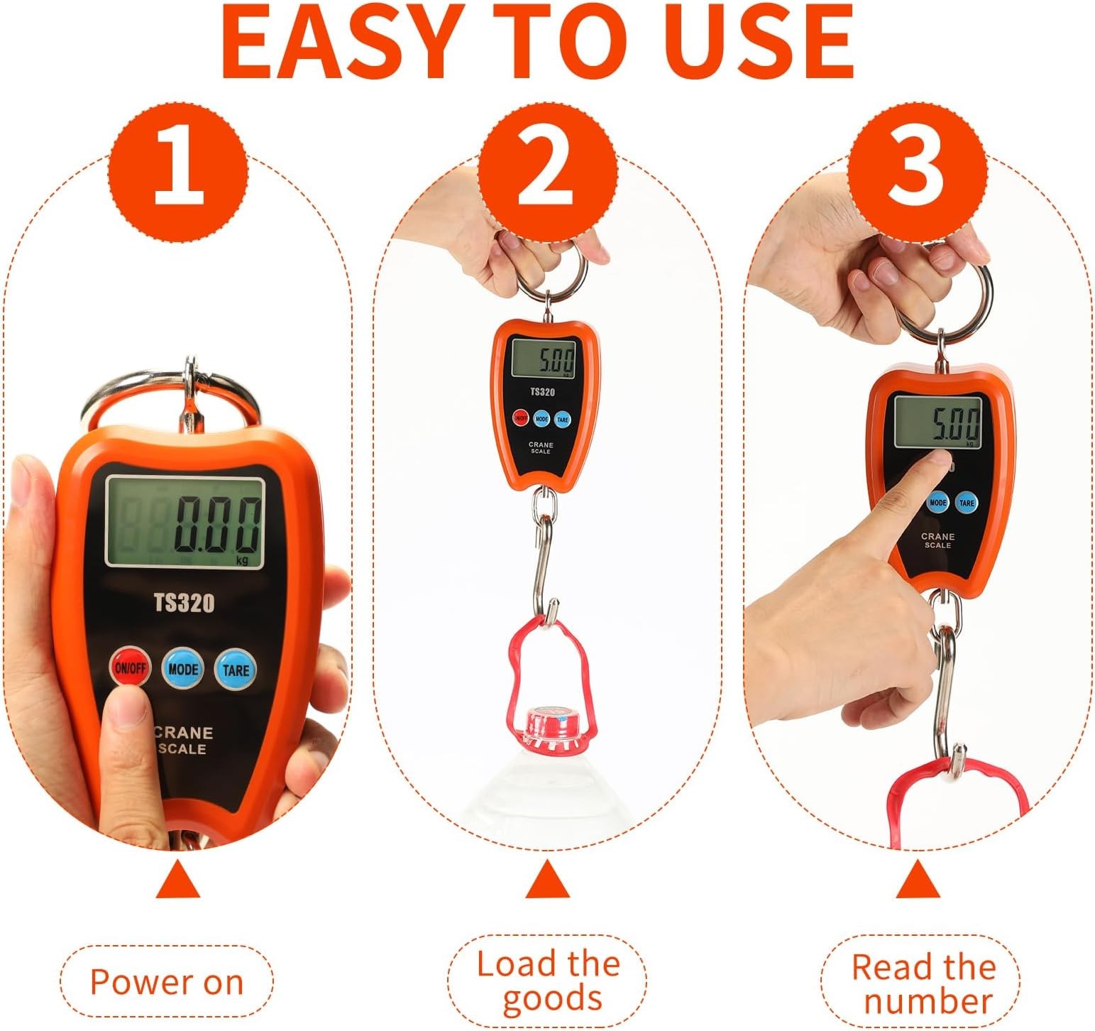 Digital Crane Scale 300kg/660lbs 200kg/440lbs with LED Handheld Mini Hanging …