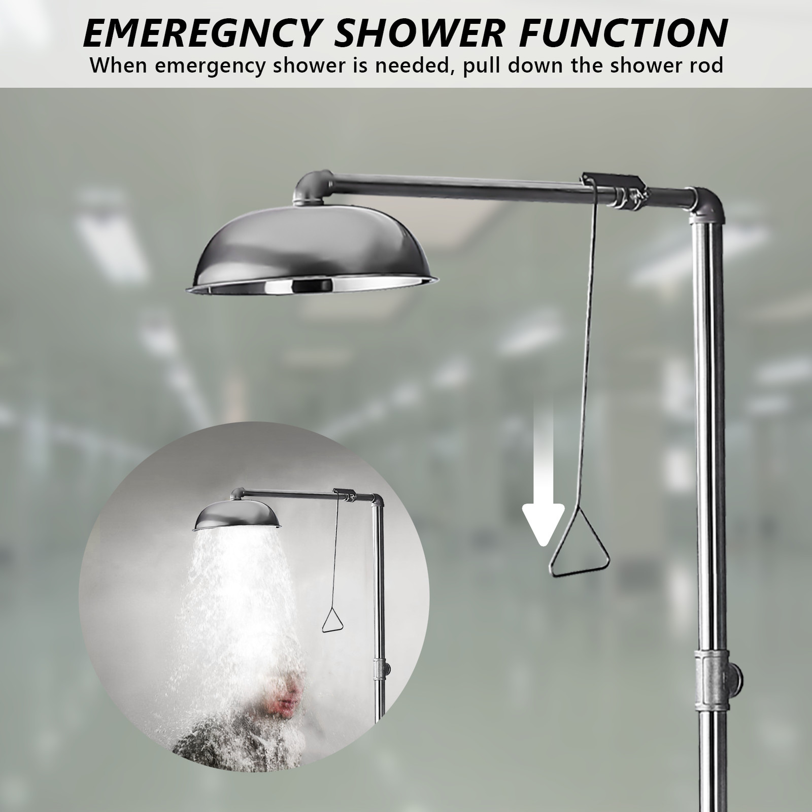 ABS Combination Shower Station Eye Wash Eyewash Station 304 Stainless Steel New