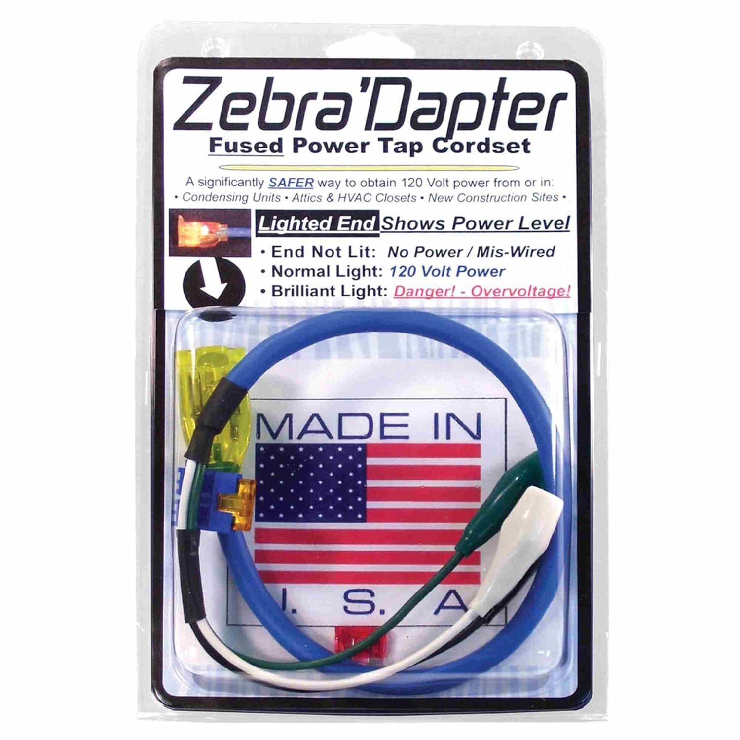 Zebra Instruments Lighted Female Fused Power Tap Cordset 120V