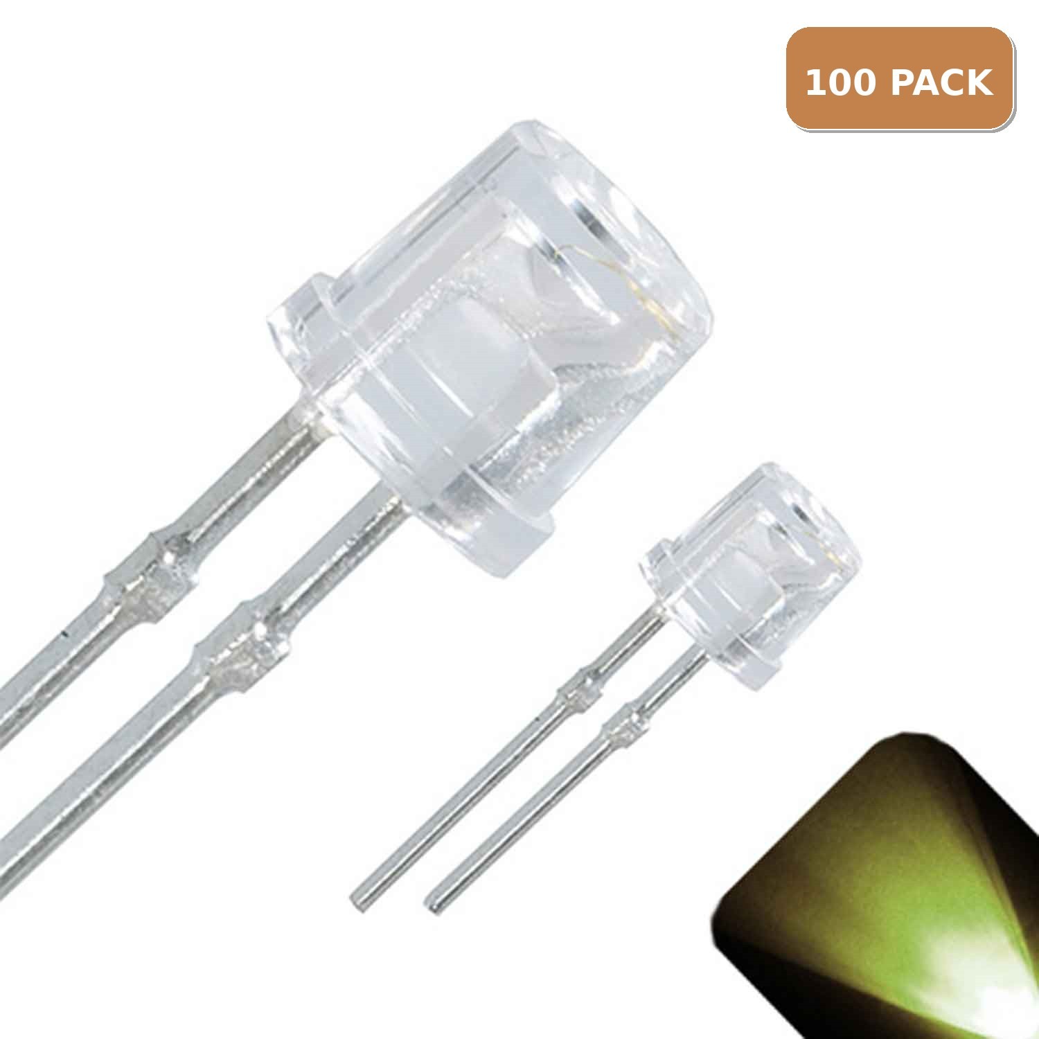 100 x LED 3mm Warm Soft White Ultra Bright Flat Top Wide Angle LEDs Light RC Car