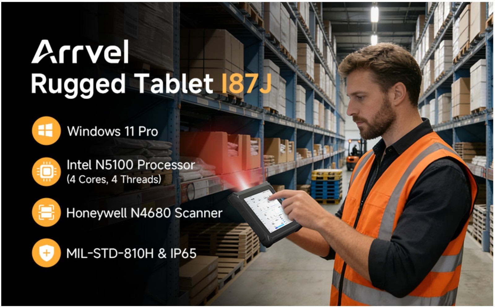 RUGGED TABLET I87 with Honeywell Barcod Scanner RAM8Gb SSD128Gb Windows 11 Pro