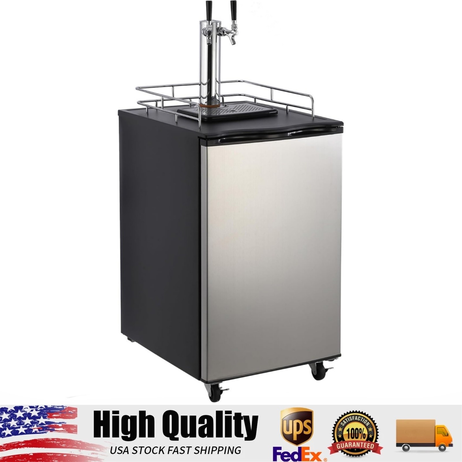 170L Beer Kegerator, Dual Tap Draft Beer Dispenser 32°f – 50°f Temp Control