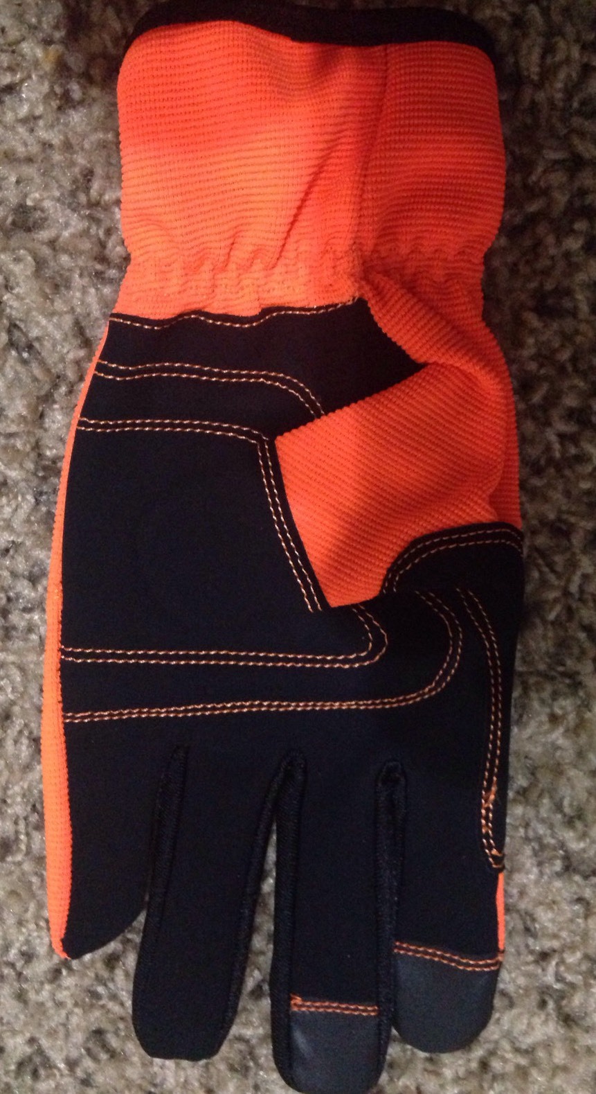 Touch Screen, High Vis Synthetic Leather Mechanics Gloves, Orange Color Size L