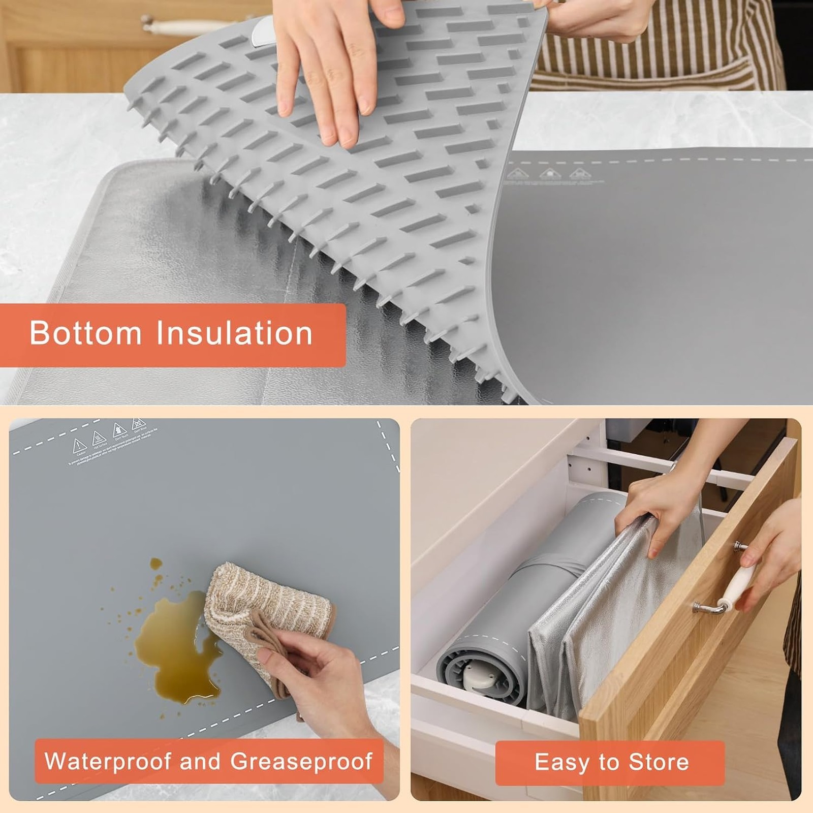 Food Warming Mat with Heat Resistant Pad, 6 Heat Settings, 6H Timer, Portable