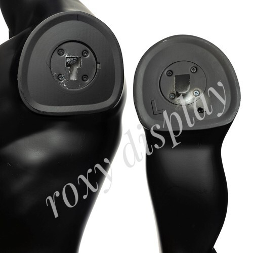 Adult Male Matte Black Plastic Mannequin Torso Egg Head with Base