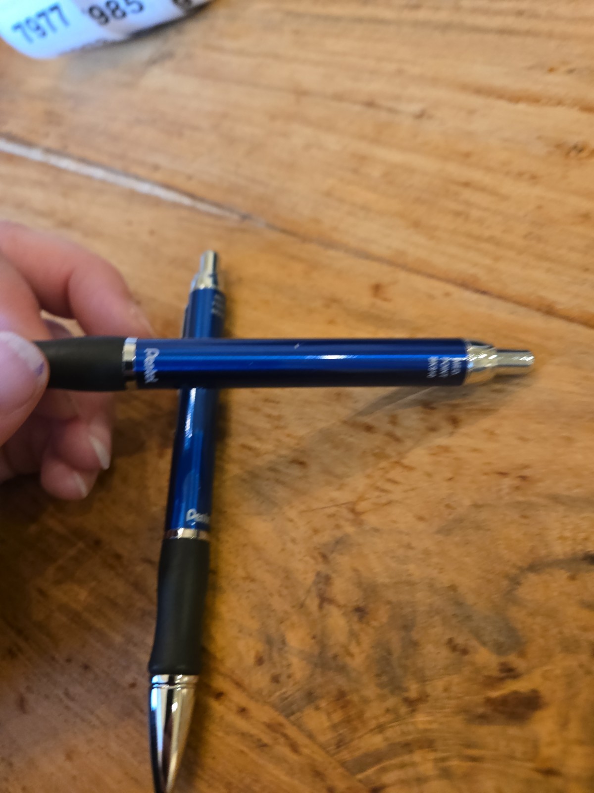Vintage Pentel Client Retractable Ballpoint Pens Medium Line Blue Body Ink Metal