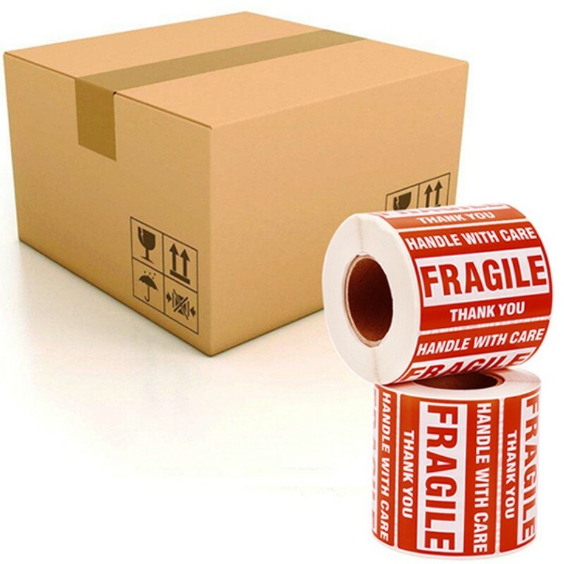 1000 Fragile Stickers 2×3 Handle with Care Thank You 500 / Roll Warning Labels