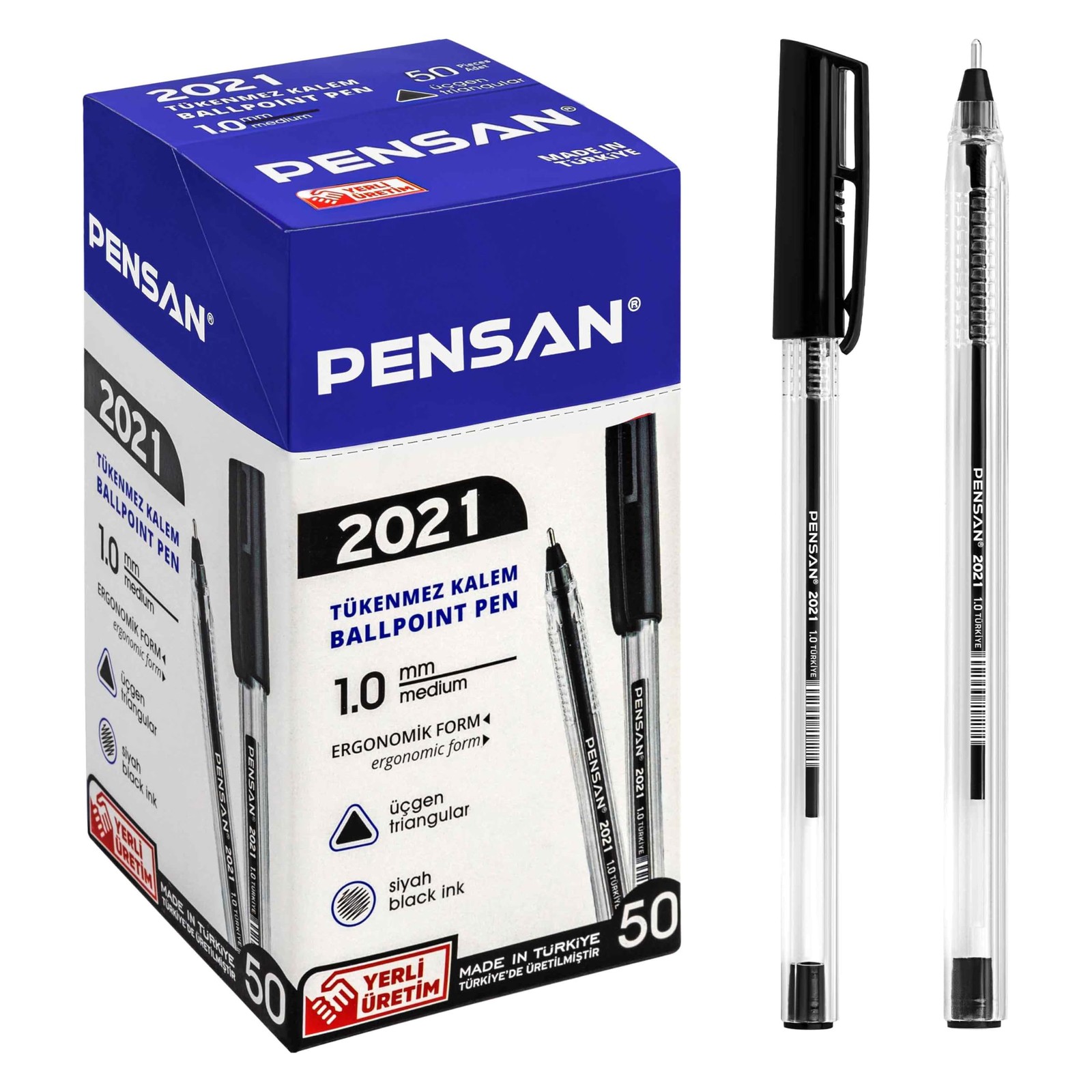 PENSAN Black Ballpoint Pens,1.0 mm Medium Point, 50 Count (Pack of 1),