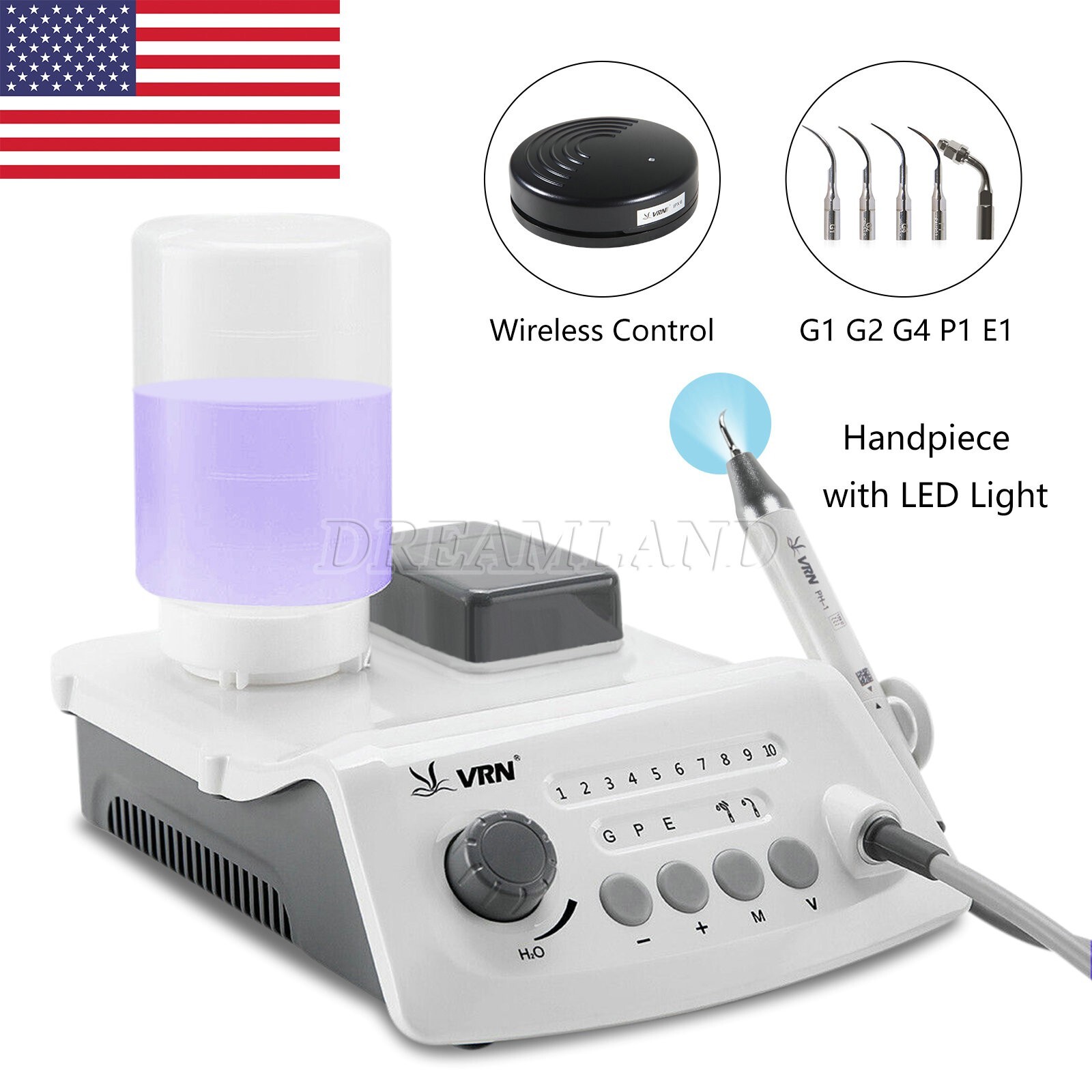 UPS VRN Dental Portable Ultrasonic Piezo Scaler A8 LED Detachable Handpiece