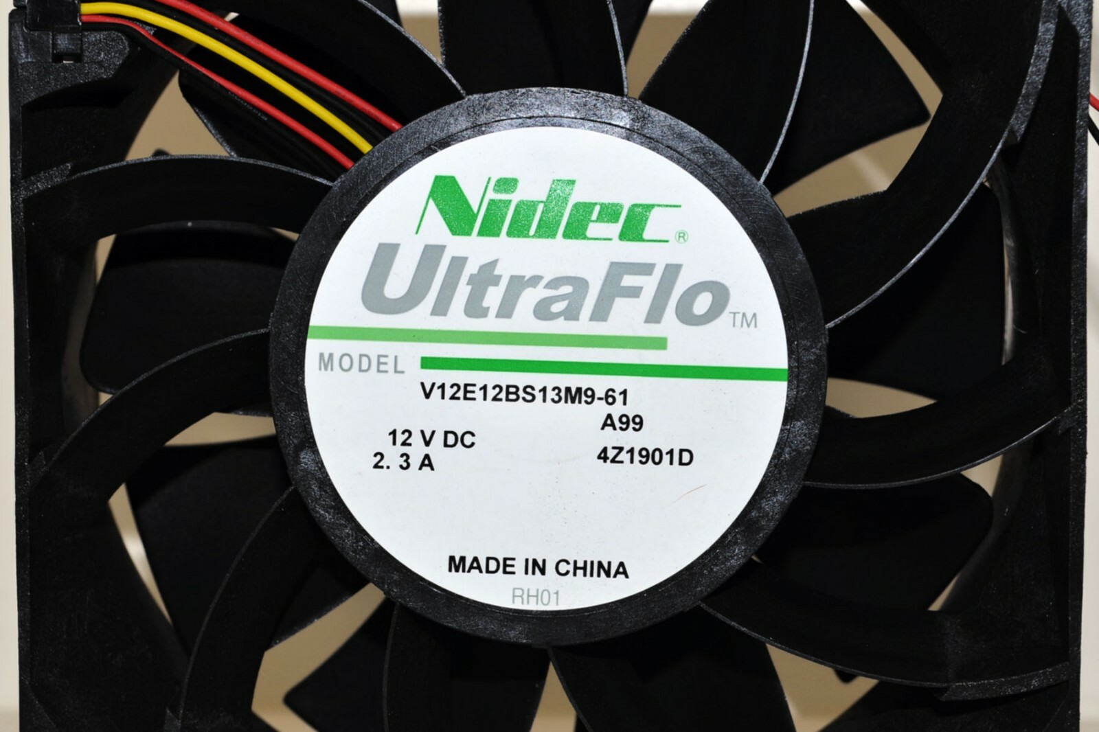 Nidec 120x38mm 12VDC Fan with Thermistor Probe Temperature Sensing / Control