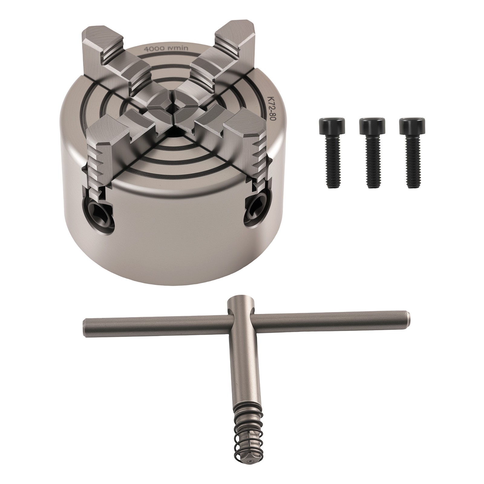 K72-80 Chuck 4 Jaw Self Centering for Lathe 80mm Metal HT300 K7280