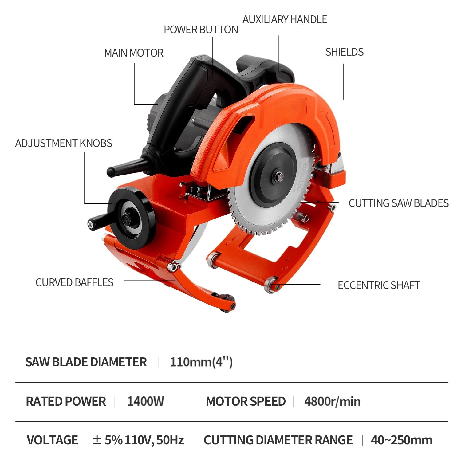 110V Electric Automatic Pipe Cutting Machine Precise Fast Pipeline Cutter for 40
