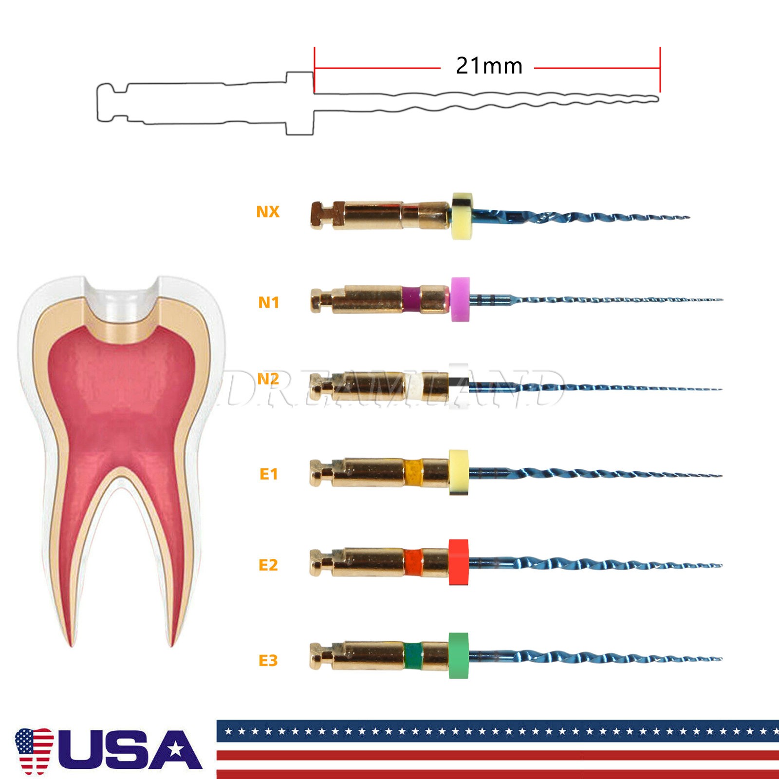 1 PACK Dental Rotary 21MM Lima ENDO Root Canal Niti Files CICADA Universal