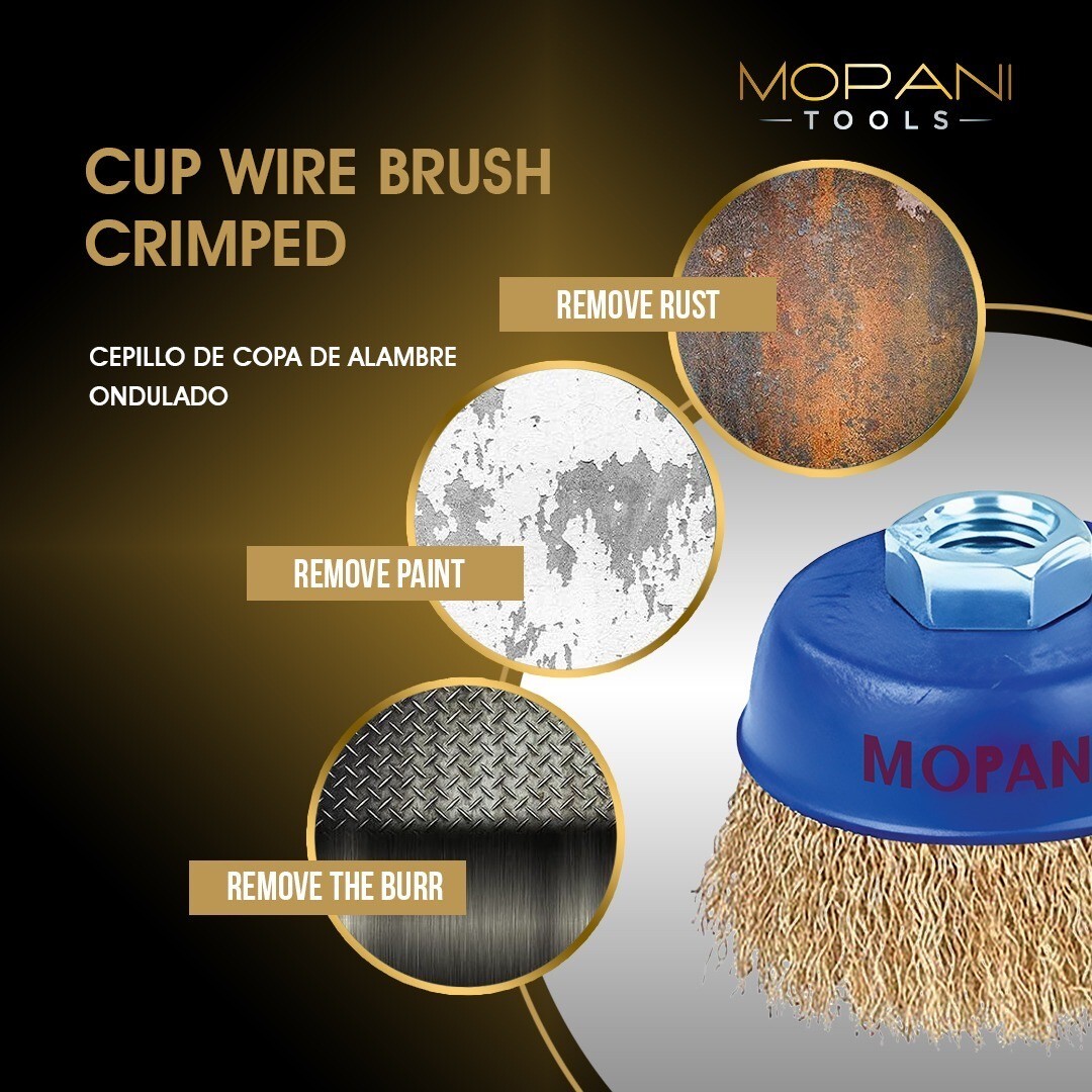 4″ Crimped Wire Cup Wheel Brush Set For Grinders, 5/8″-11 Threaded Arbor: 2 Pack