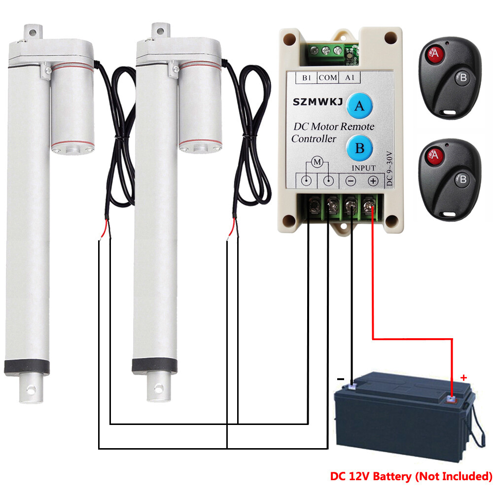 Set of 2 1500N 330lbs 12V Electric Linear Actuators + Motor Controller +Brackets