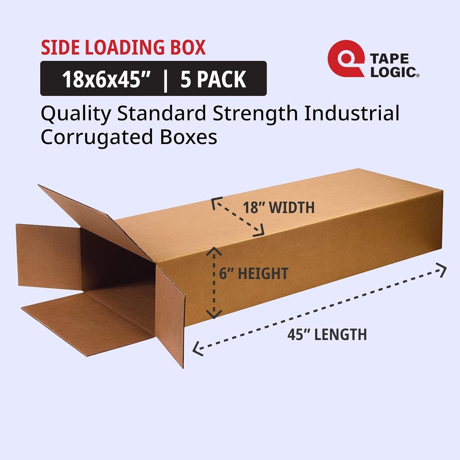 5 Pack Electric Guitar Cardboard Box Side Loading Corrugated 18″ L X 6″ W X 45