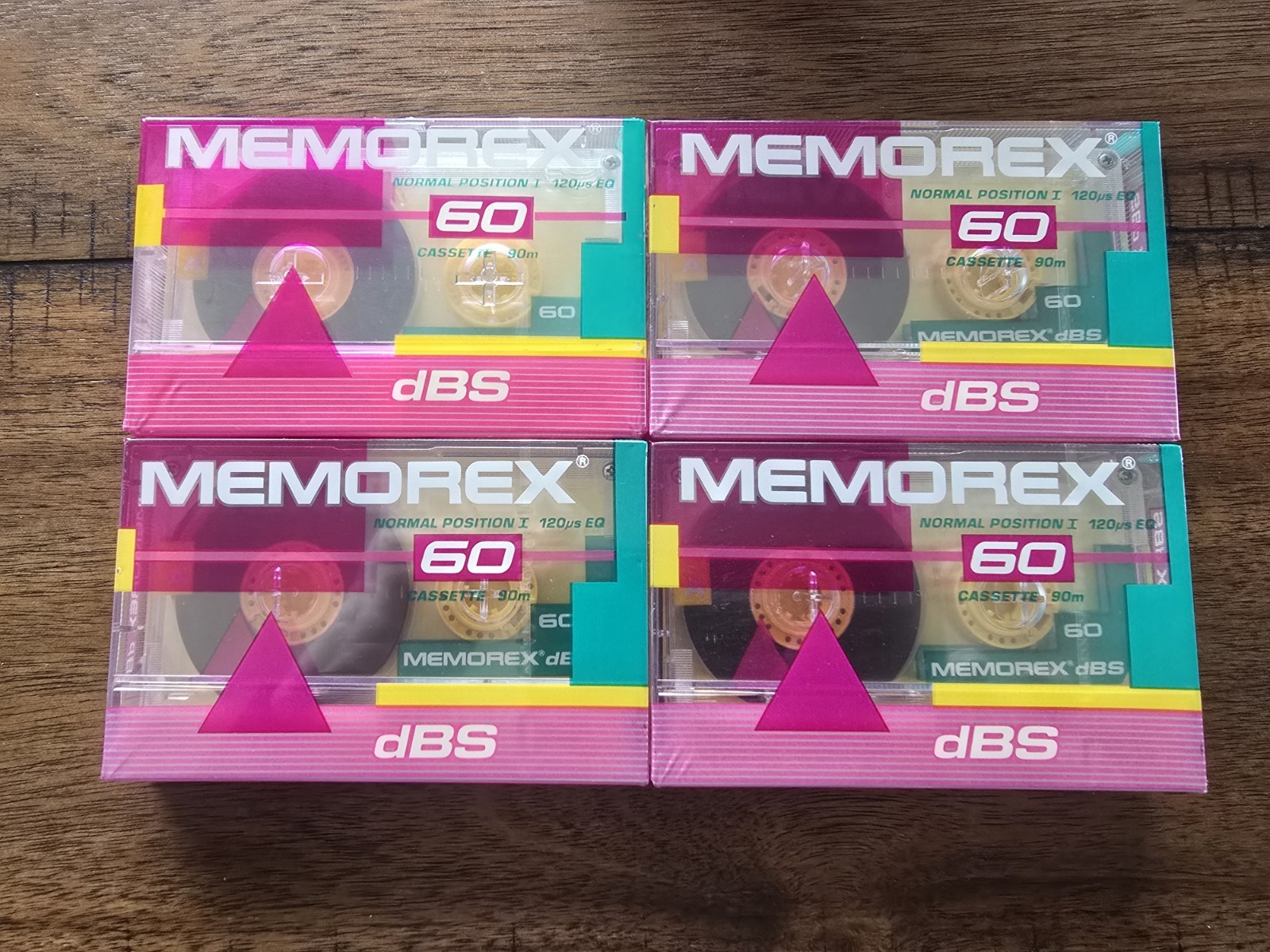 New Memorex dBX Eq Bias 60Min Cassette Tape Lot of 4 Retro 80s Look