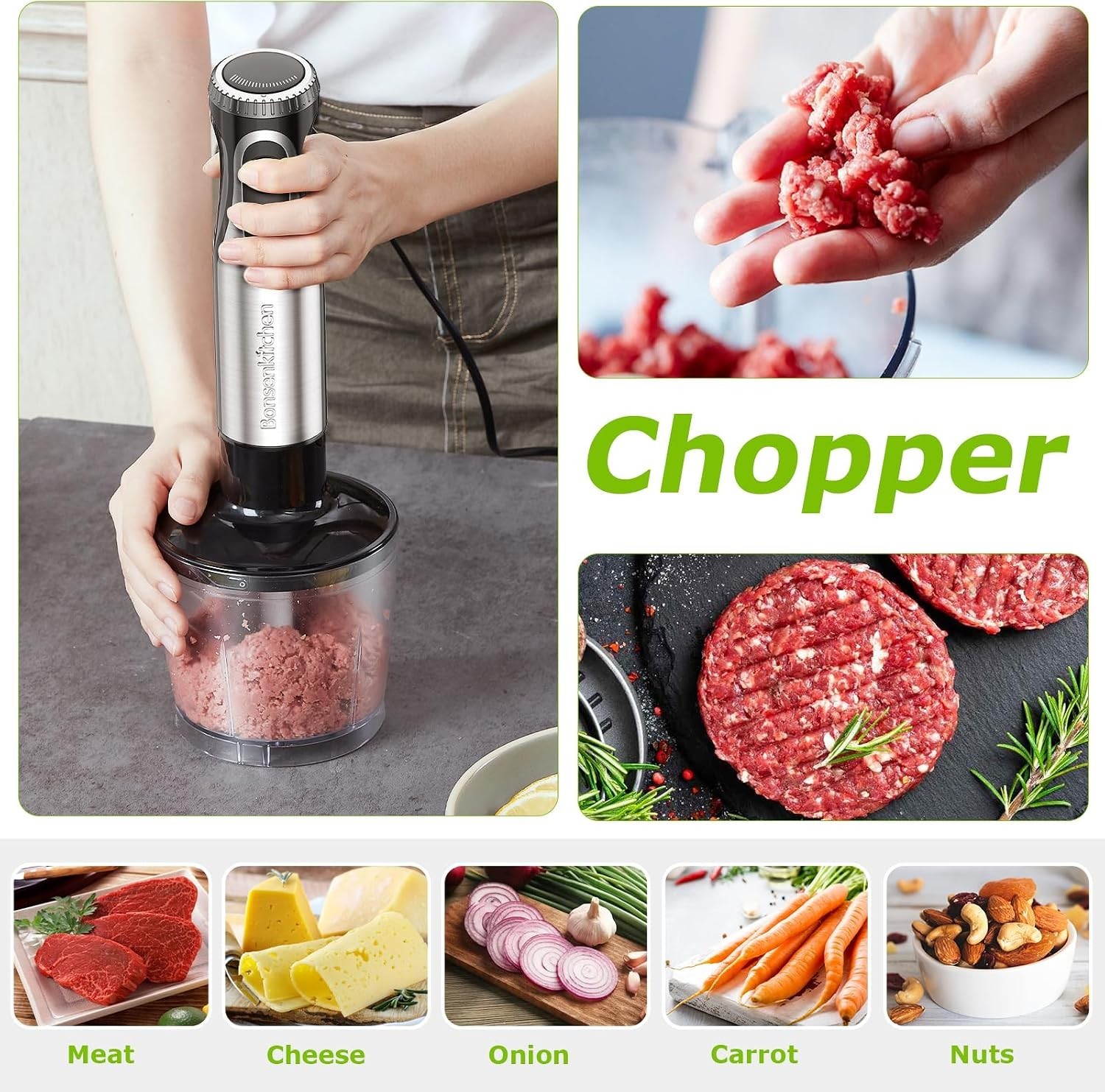 4-in-1 Immersion Blender with 20 Speeds & Turbo Mode
