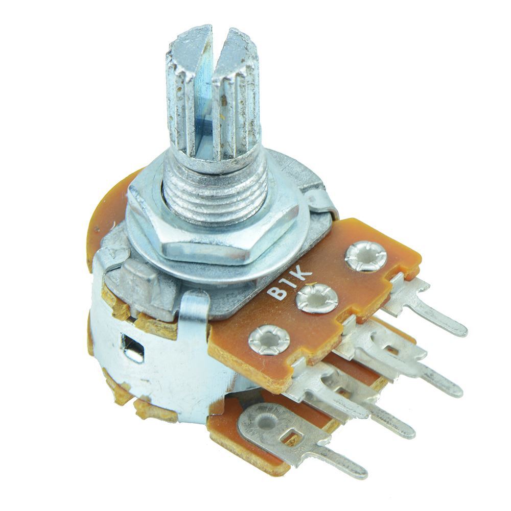 Dual Gang Linear 16mm Stereo Splined Potentiometer Pot – 1KΩ to 1MΩ