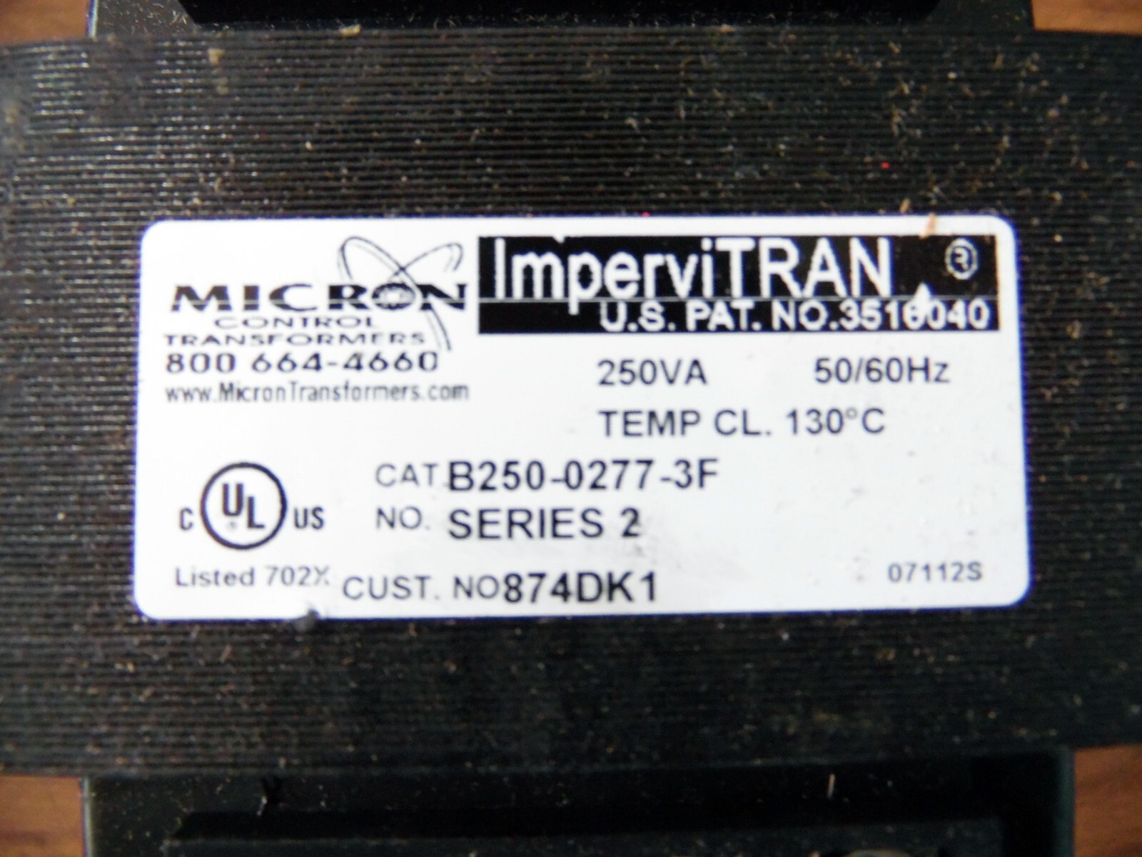 New MICRON ImperviTRAN B250-0277-3F Industrial Control Transformer 250VA