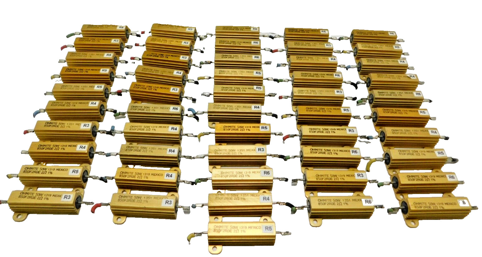 Lot of 10 each Ohmite Resistors 850F2R0E 50W 2Ω (ohm) 1%