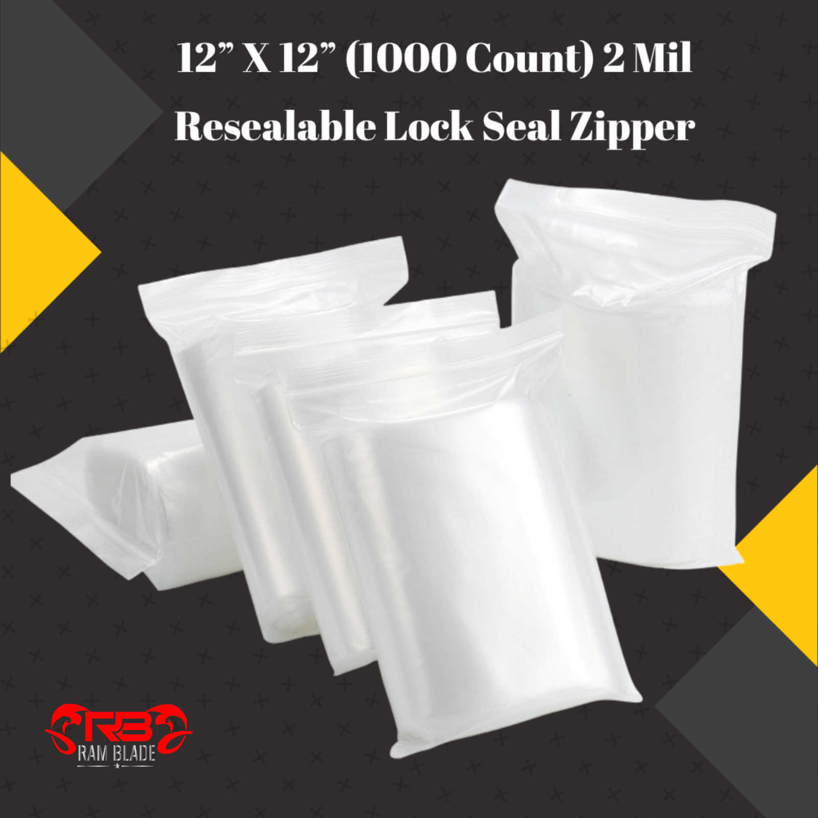 1000 PCS HEAVY DUTY 12″ x 12″ Clear Zipper Seal Bags Reclosable Plastic Bag