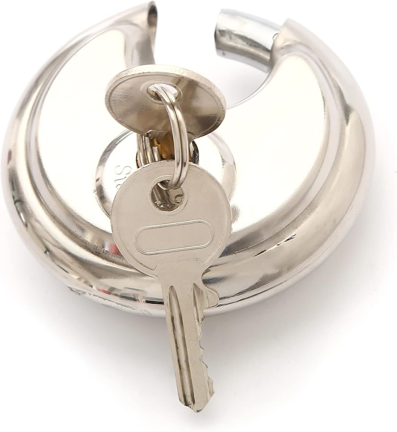 2 Pack 70mm Stainless Steel Armor Trailer Round Padlock / Shielded Shackle Key