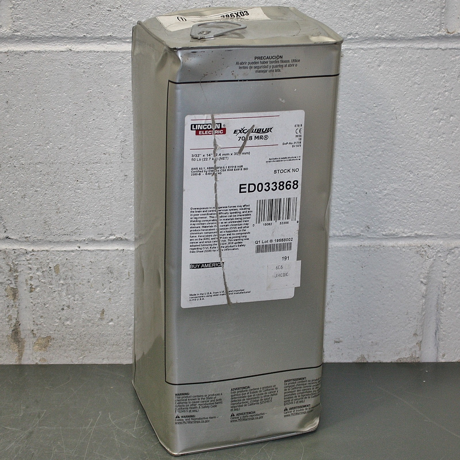 (50lb) Lincoln Stick Electrode Excalibur 7018MR, 3/32″ x 14″, Welding, E7018 AWS