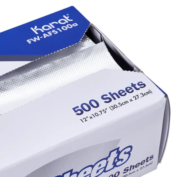 Karat 10.75″ x 12″ Standard Pop-up Aluminum Foil Sheets( 3,000 sheets/case)