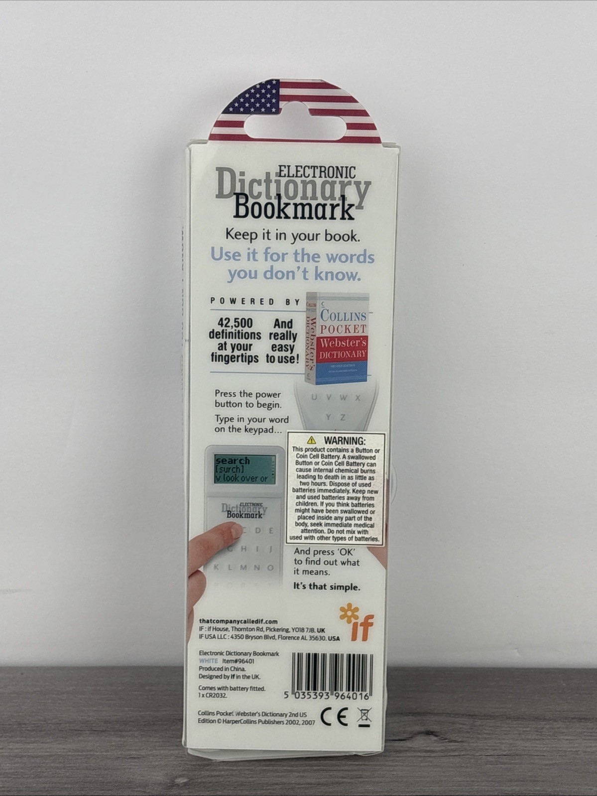 ELECTRONIC DICTIONARY BOOKMARK Collins Pocket Webster US Edition English NEW