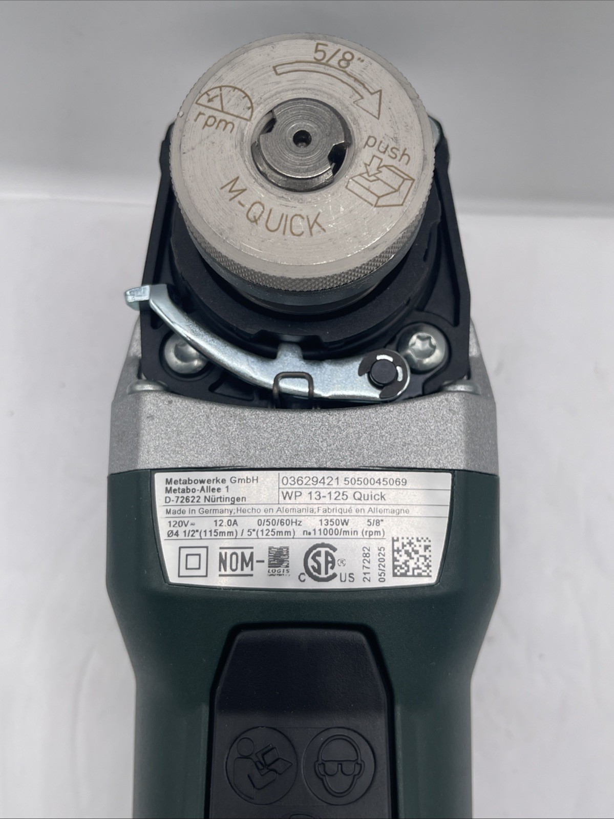 Metabo WP 13-125 Quick 4-1/2″-5″ Corded Paddle Switch Angle Grinder