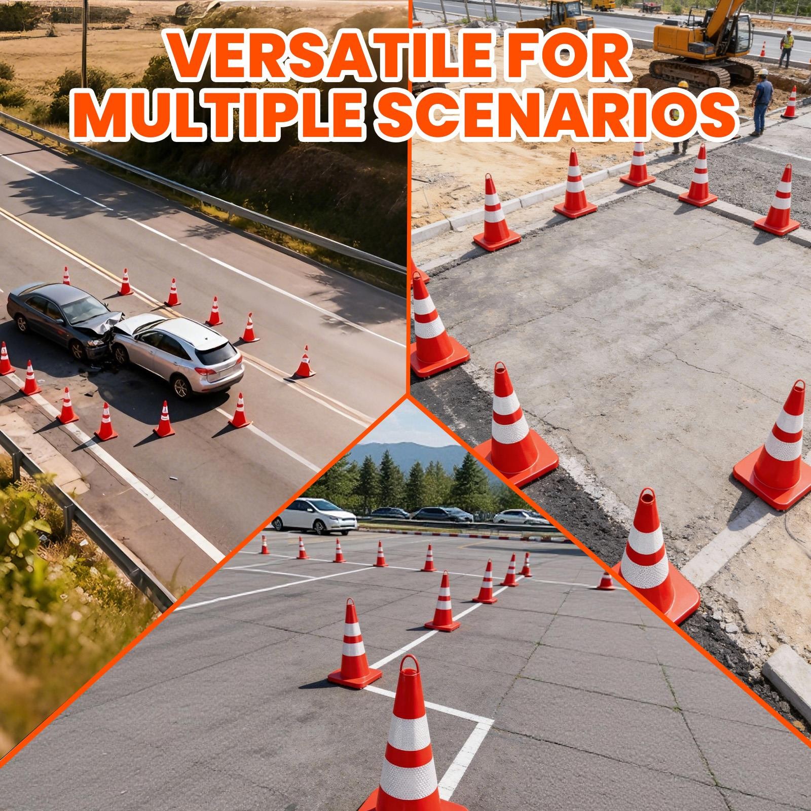 12PC 28″PVC Safety Cones with Reflective Strip Traffic Cones for Traffic Control