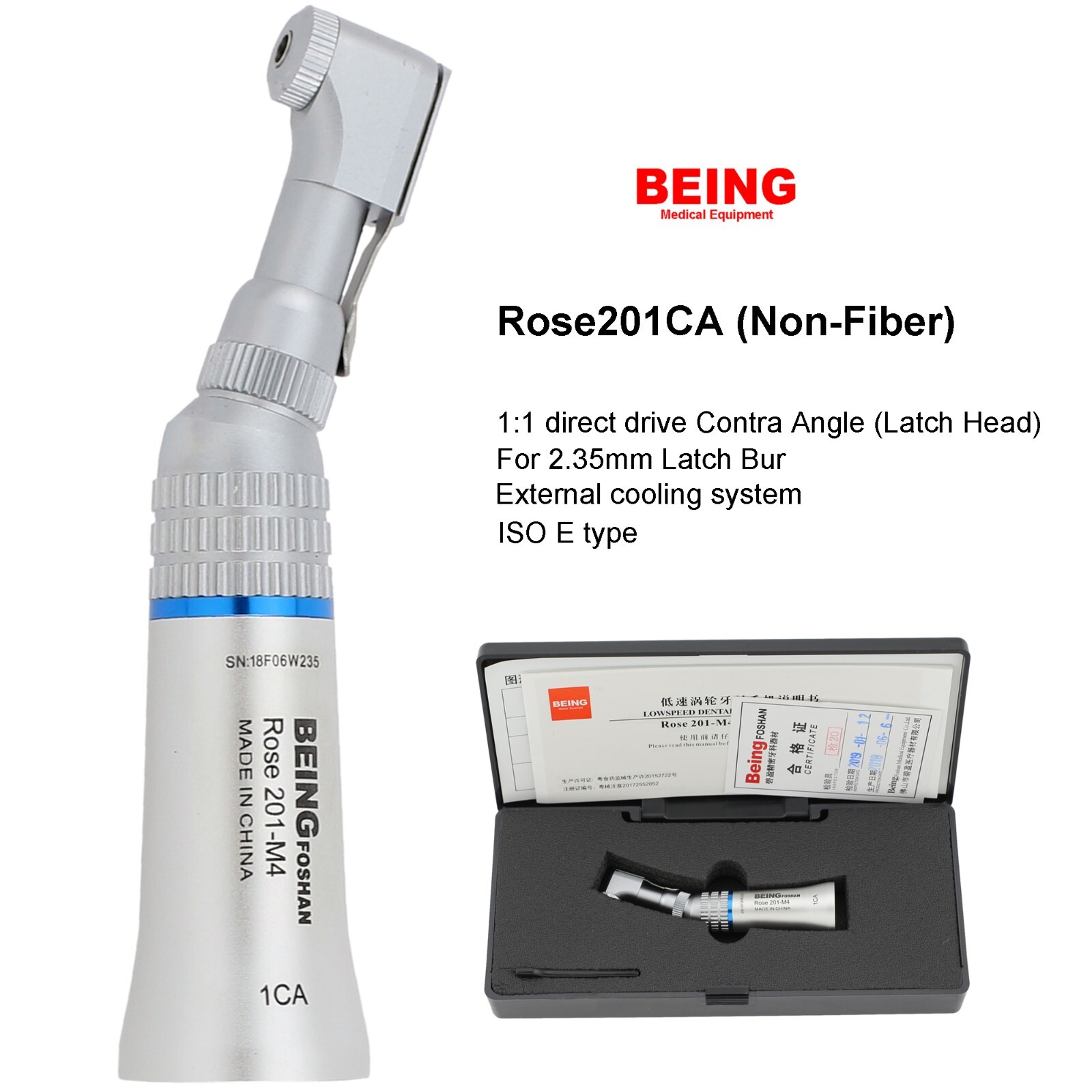 BEING Dental Air Motor 4 Hole Contra Angle Straight Handpiece Low Speed KAVO NSK