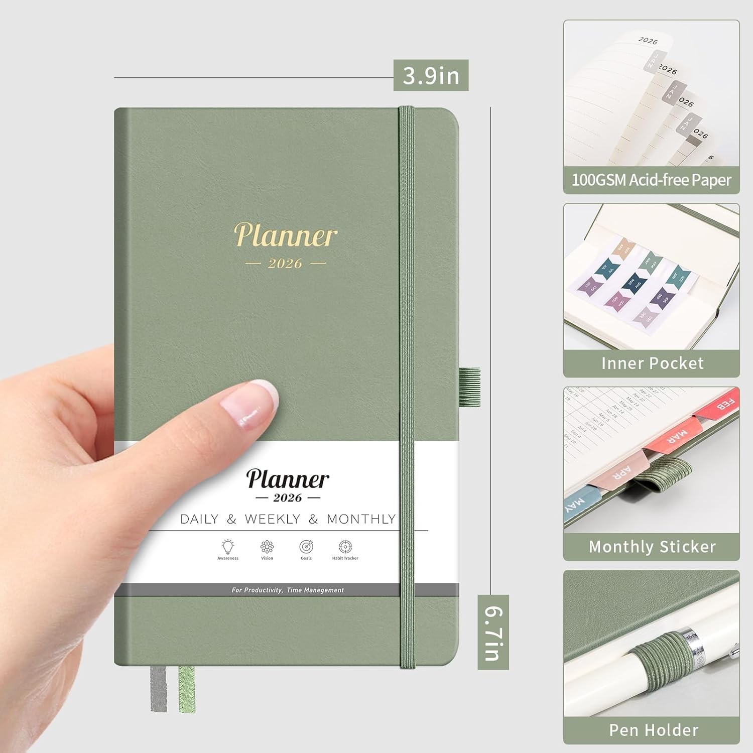 «Small Pocket Planner 2026-2027, Weekly and Monthly Calendar Planner, 15 Months,